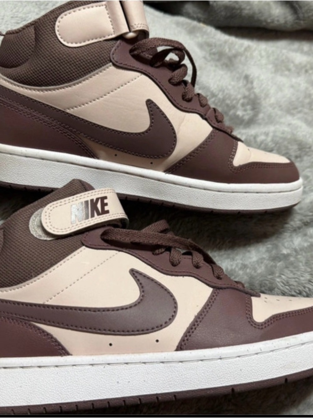 Nike Women’s High-Top Sneakers - Brown and Cream